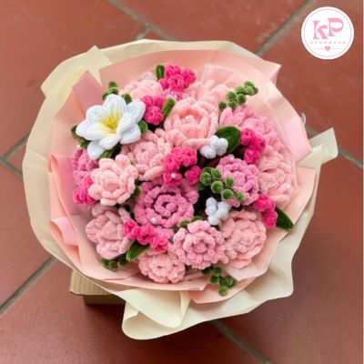 Mẫu hoa kẽm nhung đẹp : Bó hoa hồng