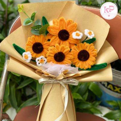 Mẫu hoa kẽm nhung đẹp : Bó hoa hướng dương