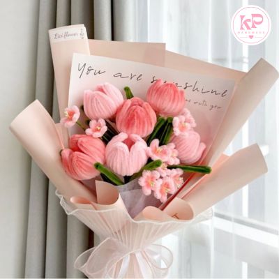 Mẫu hoa kẽm nhung đẹp : Bó hoa tulip