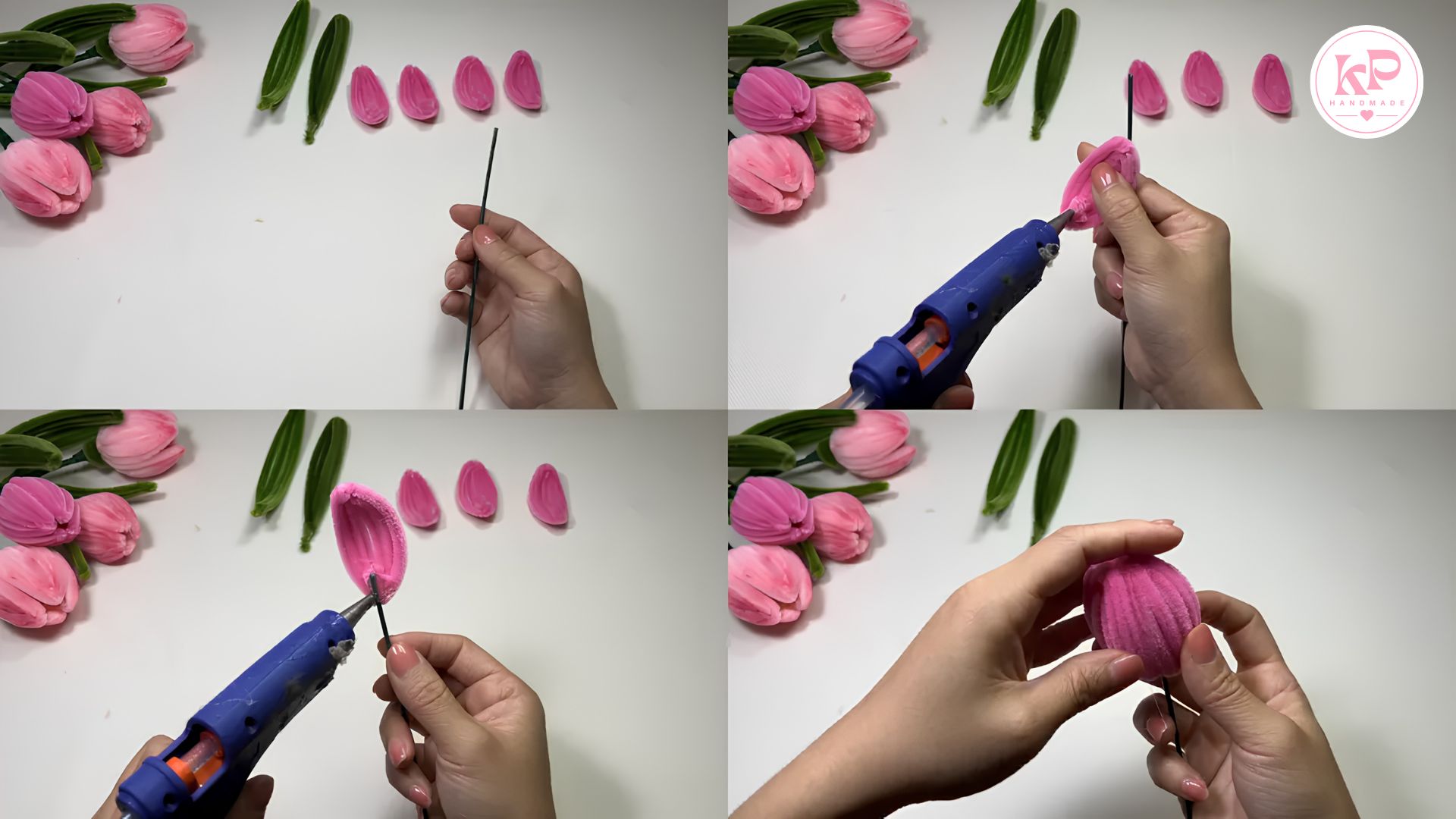 Hướng dẫn làm hoa tulip bằng kẽm nhung: bước 2