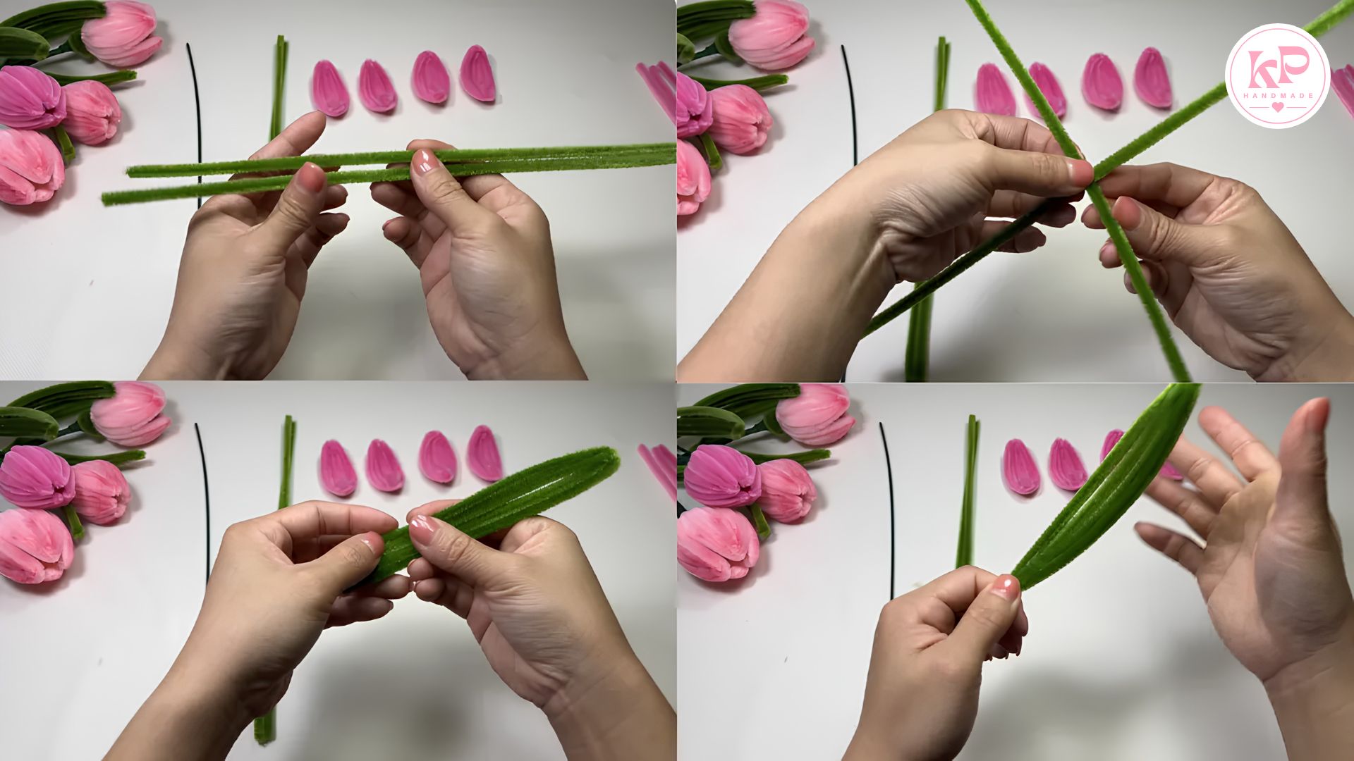 Hướng dẫn làm hoa tulip bằng kẽm nhung: bước 3