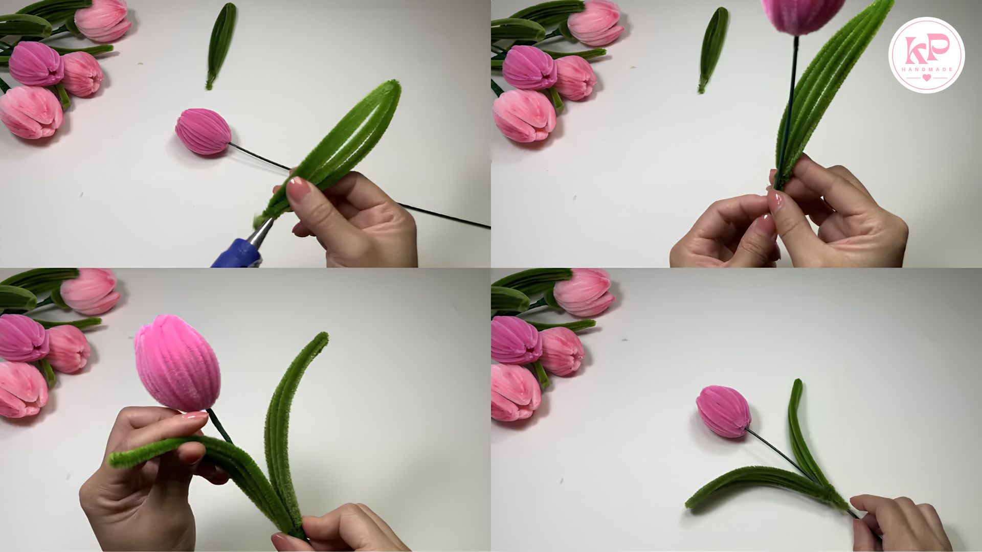 Hướng dẫn làm hoa tulip bằng kẽm nhung: bước 4