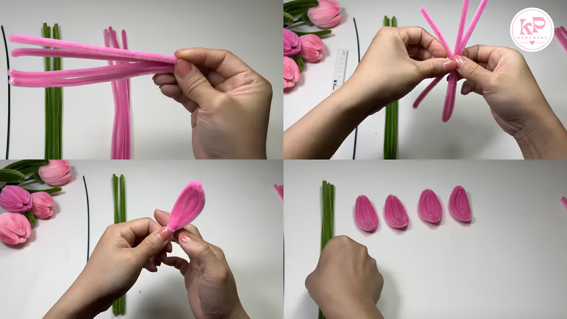 Hướng dẫn làm hoa tulip bằng kẽm nhung: bước 1