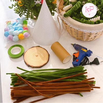 Nguyên liệu bắt đầu làm hoa bằng kẽm nhung đơn giản