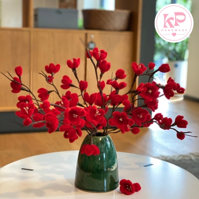 Mẫu hoa kẽm nhung chưng tết: Hoa đào