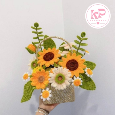 Mẫu hoa kẽm nhung chưng tết: Hoa hướng dương