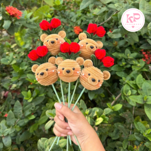 Hoa Tulip Handmade Kết Hợp Thú Kẽm Nhung