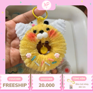 Móc Khóa Kẽm Nhung Hình Bánh Donut Thú Cưng Đáng Yêu