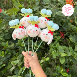 Hoa Tulip Handmade Kết Hợp Thú Kẽm Nhung