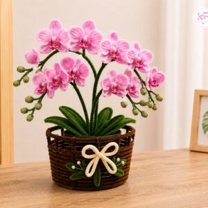Chậu hoa lan kẽm nhung Hanmade không phai
